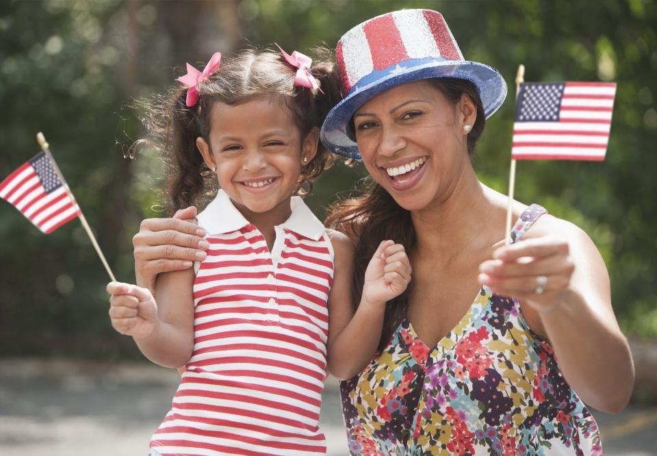 Mother and daughter celebrating the Fourth of July