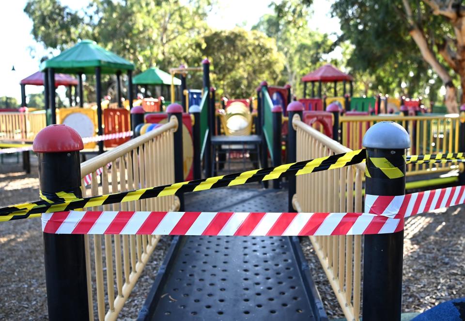 Public areas such as playgrounds, outside gyms and skateparks have closed as Australia introduced tougher rules (Getty Images)