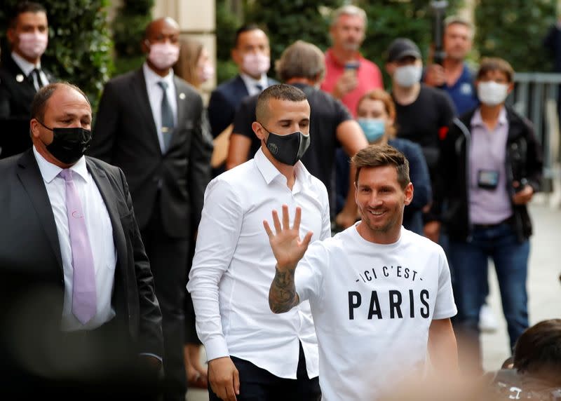 FILE PHOTO: Lionel Messi arrives in Paris to join Paris St Germain