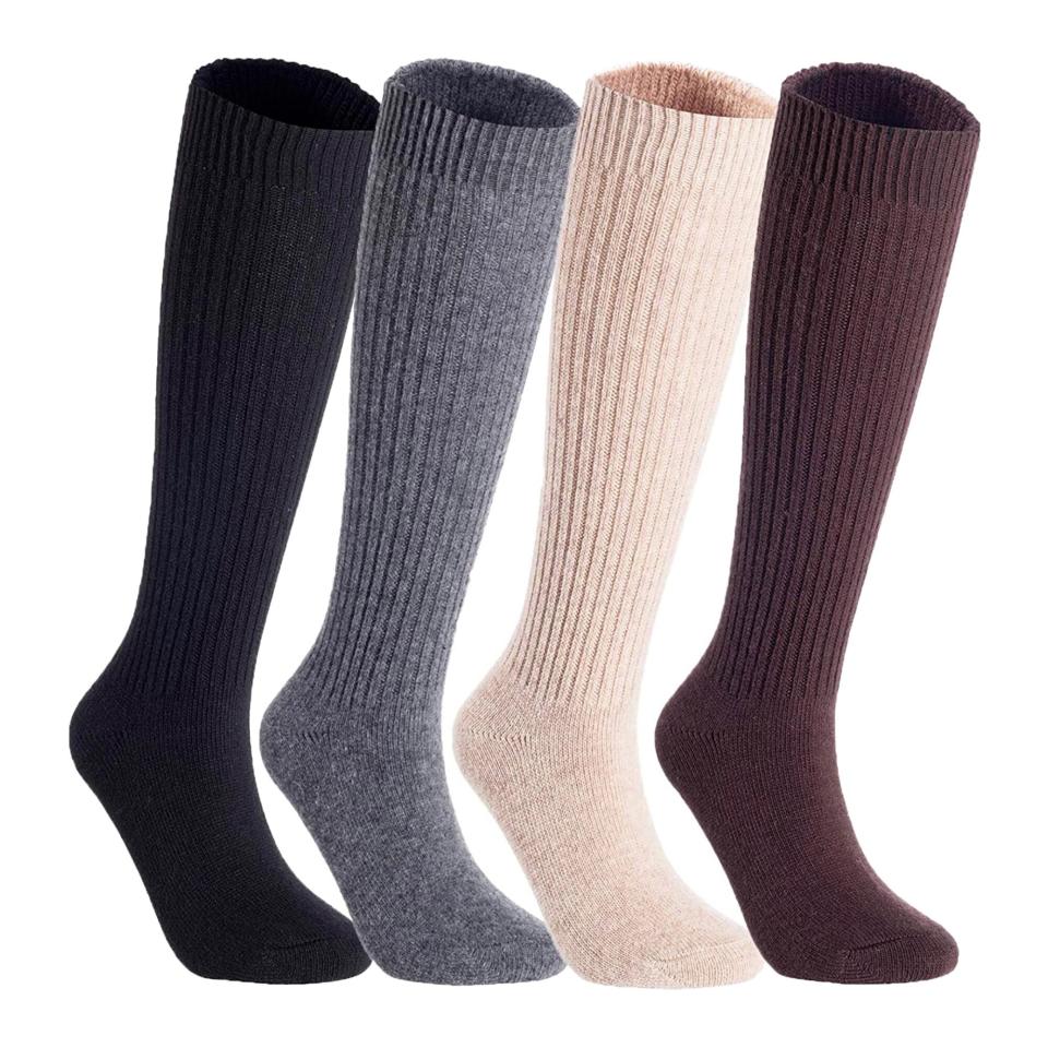 Lian LifeStyle Non Slip Women's 4 Pairs Knee High Wool Crew Socks-Wool-Socks-Products