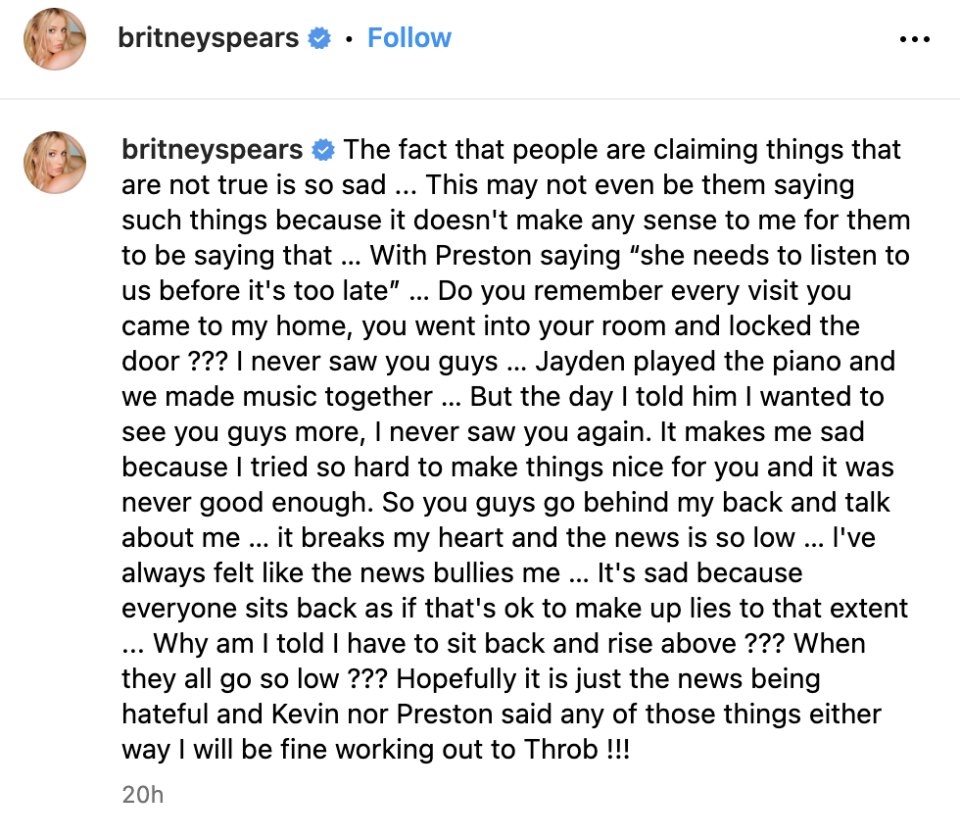 (Screenshot: Britney Spears via Instagram)