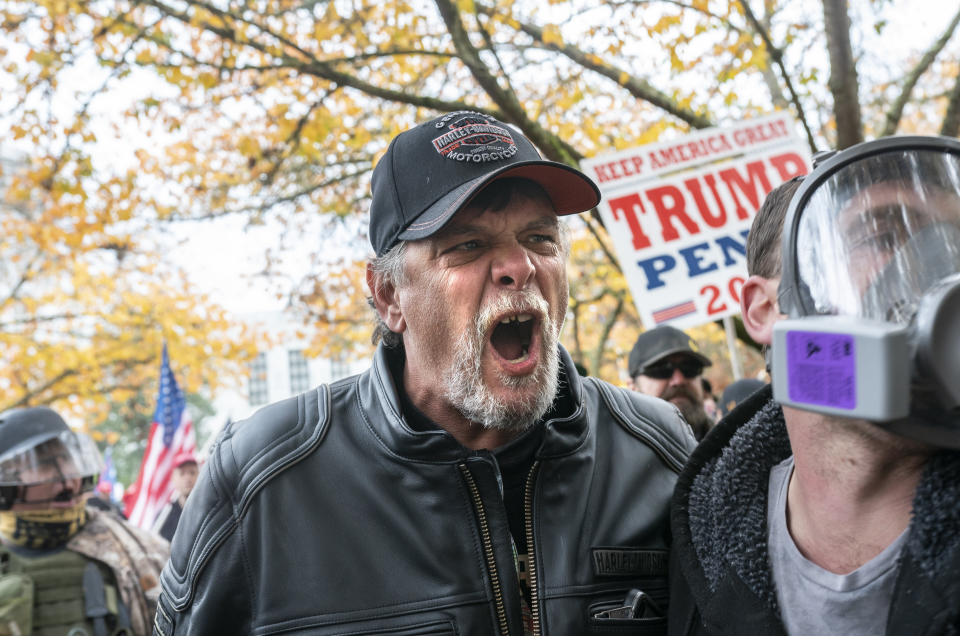 Angry Trump supporters have rallied to back his false claims of voter fraud in the 2020 election. (Photo: Nathan Howard via Getty Images)