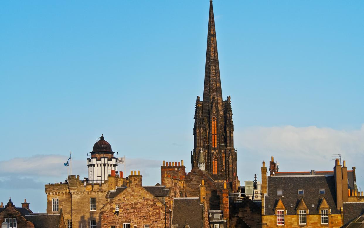 One of Scotland’s oldest tourist attractions, Edinburgh’s camera obscura, gazes over the Royal Mile - This content is subject to copyright.