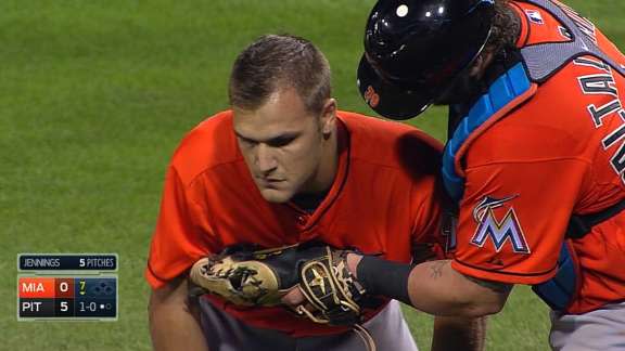 Marlins pitcher Dan Jennings hospitalized after being hit by line drive -  Los Angeles Times