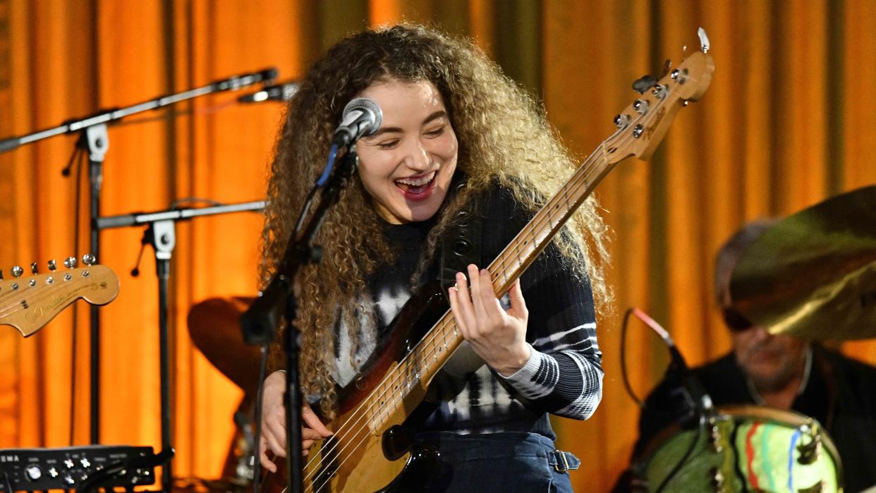  Tal Wilkenfeld performs at Robbie Robertson: A Celebration of His Life And Music at The Village Studios on November 15, 2023. 