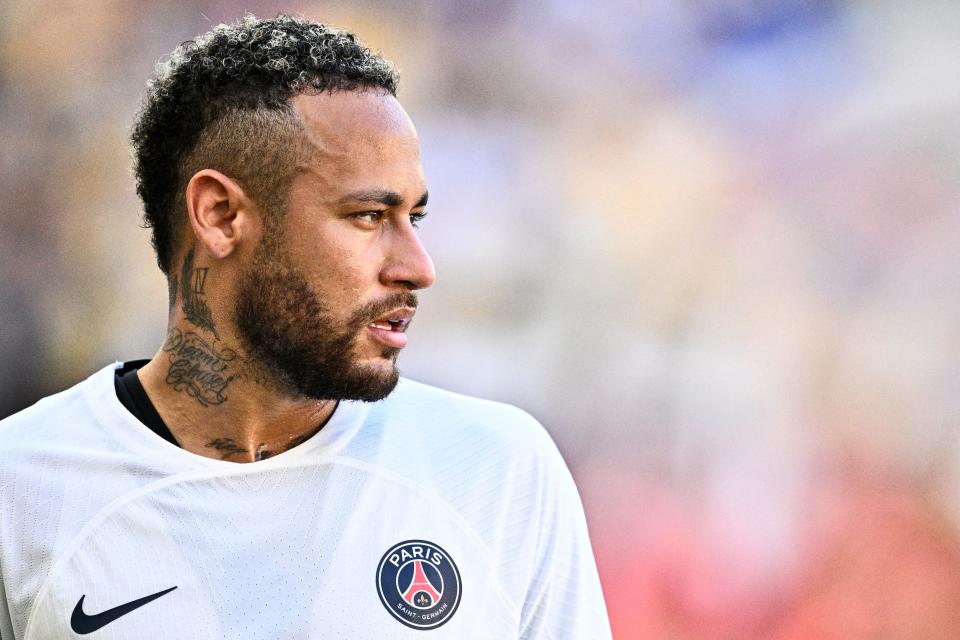 Paris Saint-Germain's Neymar prepares to take a corner during a friendly football match against Jeonbuk Hyundai Motors, at the Asiad Main Stadium in Busan on August 3, 2023. (Photo by ANTHONY WALLACE / AFP) (Photo by ANTHONY WALLACE/AFP via Getty Images)