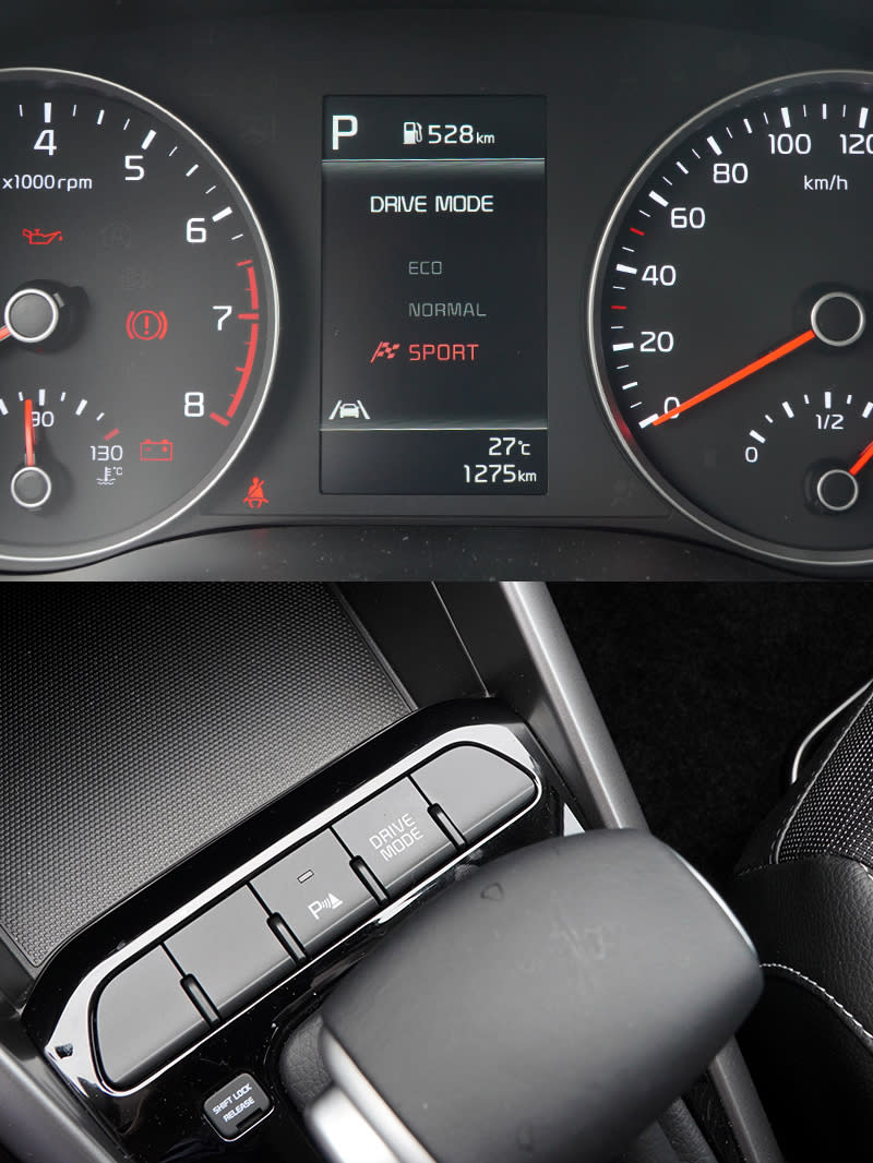 Stonic 1.0T智慧油電車型配有「 Eco」，「Sport」和「Normal」三種模式的Drive Mode 可變行車駕馭系統，車主可依需求轉換。