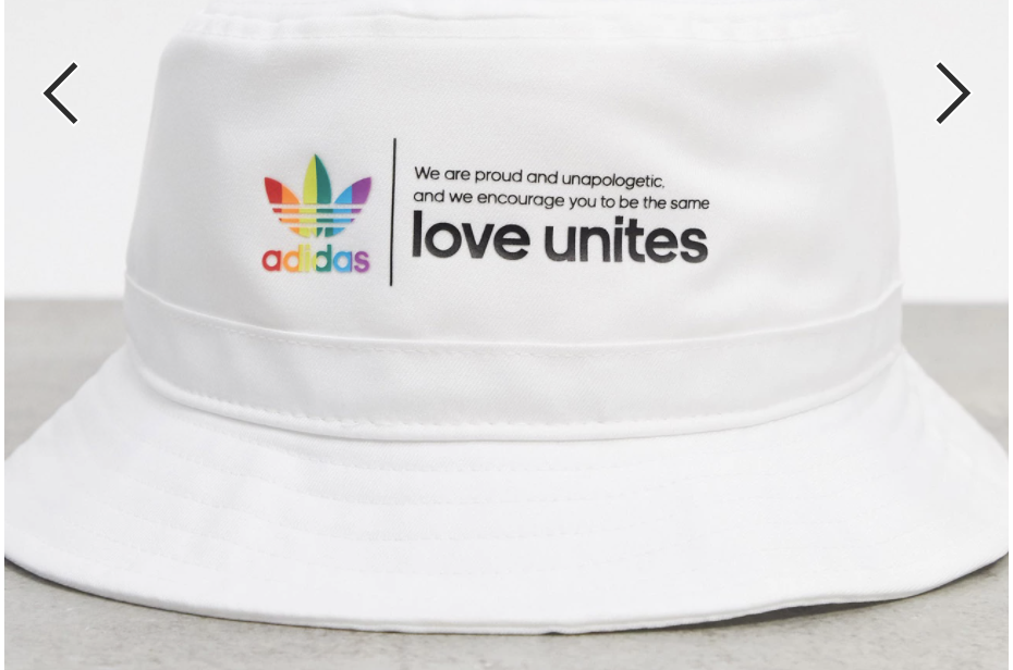 PHOTO: ASOS. adidas Originals Pride trefoil bucket hat