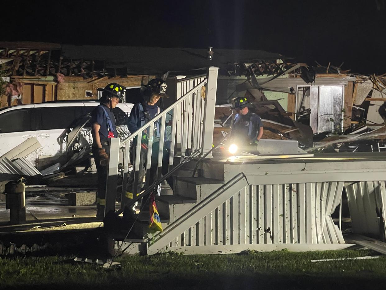 A possible tornado did extensive damage to a Portage mobile home park Tuesday, May 7, 2024.