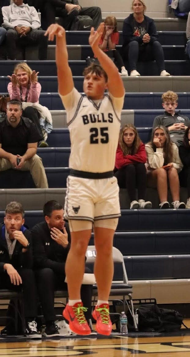 Parrish's Dylan Higgins leads the Bulls in scoring, averaging 17.8 points per game.