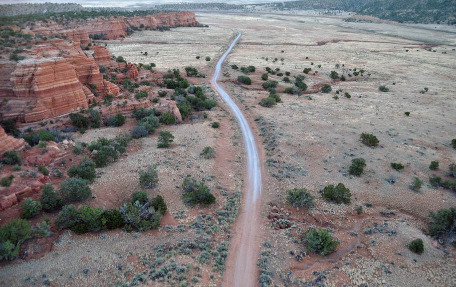 An aerial photo taken from a drone in northwestern New Mexico. Researchers outfitted a customized drone with a heat-sensing camera to unearth what they believe are ceremonial pits and other features at the site of an ancient village. (AP Photo/Jesse Casana)