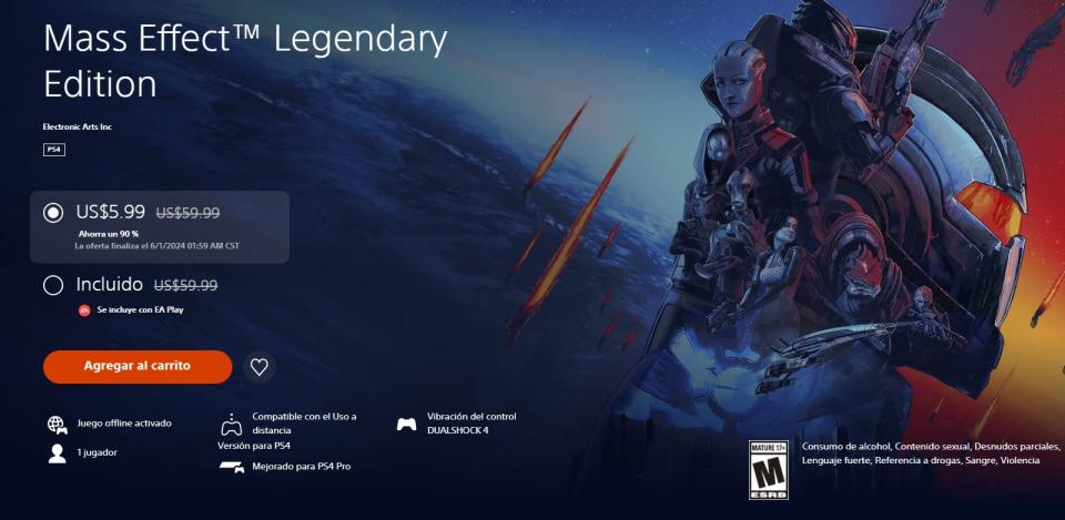 Mass Effect Legendary Edition está muy barato en Xbox, PlayStation y Steam