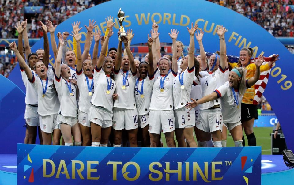 Team USA celebrates after winning the Women's World Cup