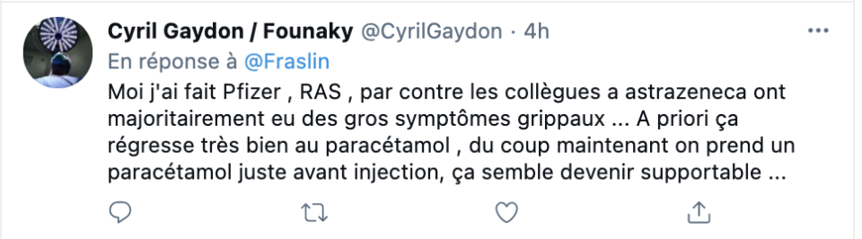 Des soignants vaccinés rapportent des effets secondaires.