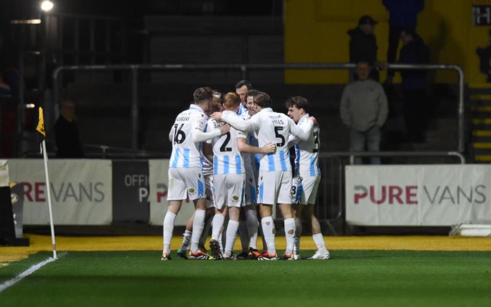 South Wales Argus: CELEBRATION: Accrington after their third goal