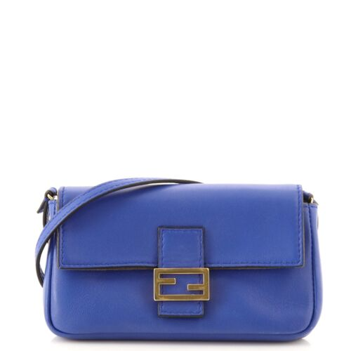 Fendi Baguette Bag Leather Micro Blue