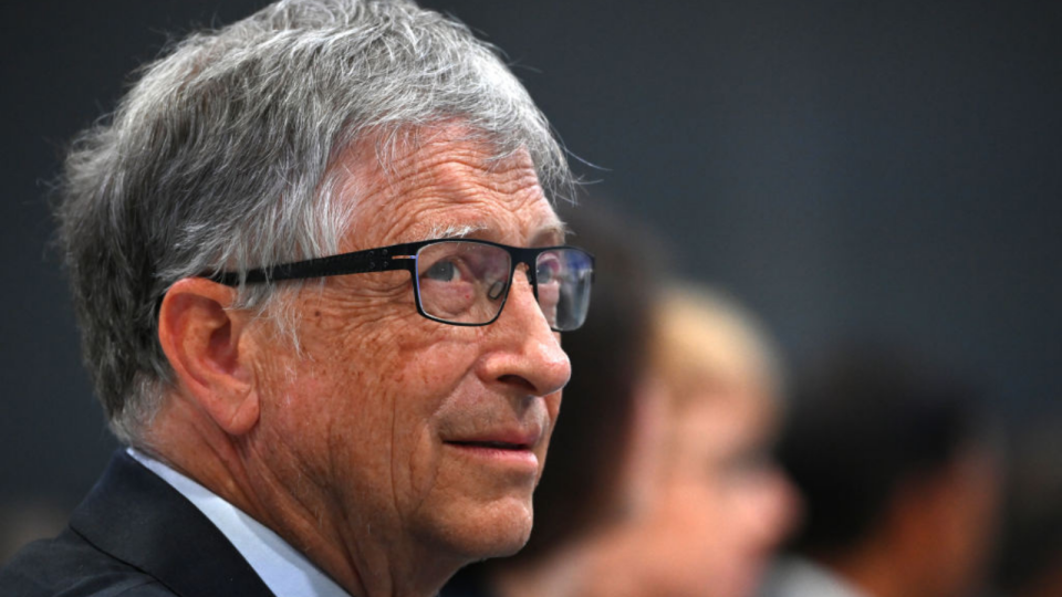 Bill Gates looks off camera - close image. 