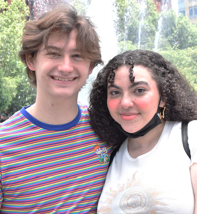 Nathan Hall and his friend Miranda Scott in Washington Square Park (Cheryn Hong)