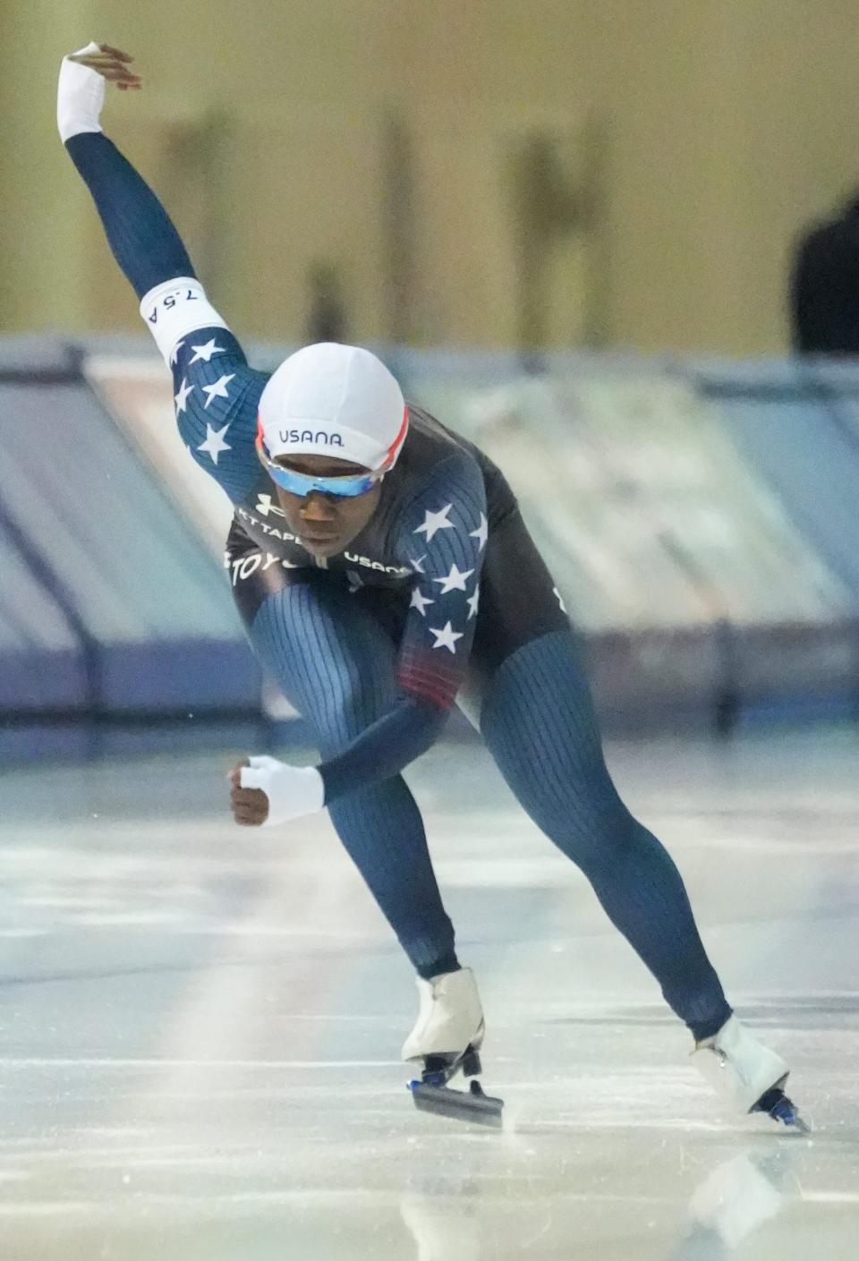 Erin Jackson competes during the 500M Women #1 U.S. Long Track Speedskating championships Thursday, Jan. 5, 2023, at Pettit National Ice Center in Milwaukee.

Mjs 01052022 Skate05 Ec026133