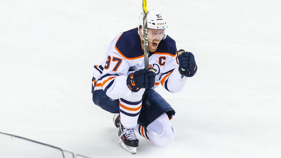 Connor McDavid is having a sensational playoff run for the Oilers and is the leading contender for the Conn Smythe Trophy. (Sergei Belski-USA TODAY Sports)