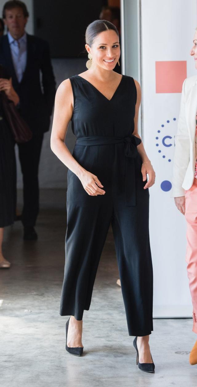 Meghan Markle Wore a Strapless Jumpsuit and Toe-Ring Sandals