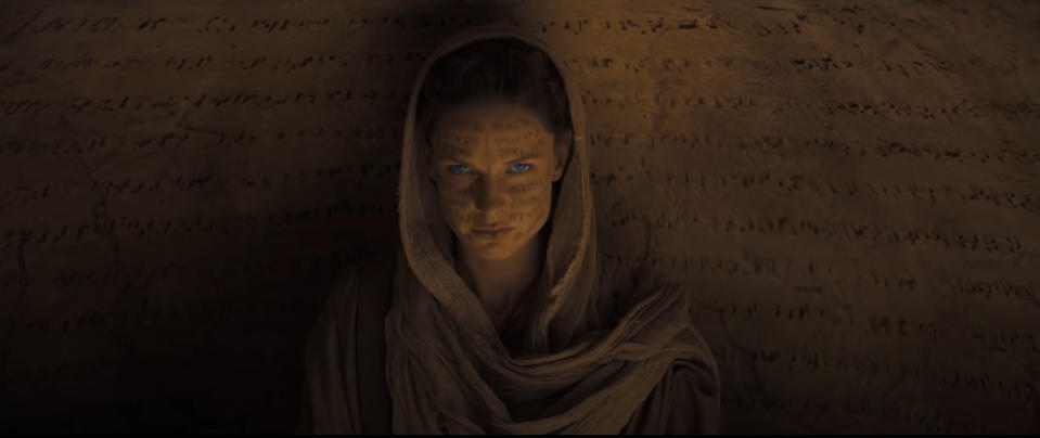 Lady Jessica with Fremen script over her face