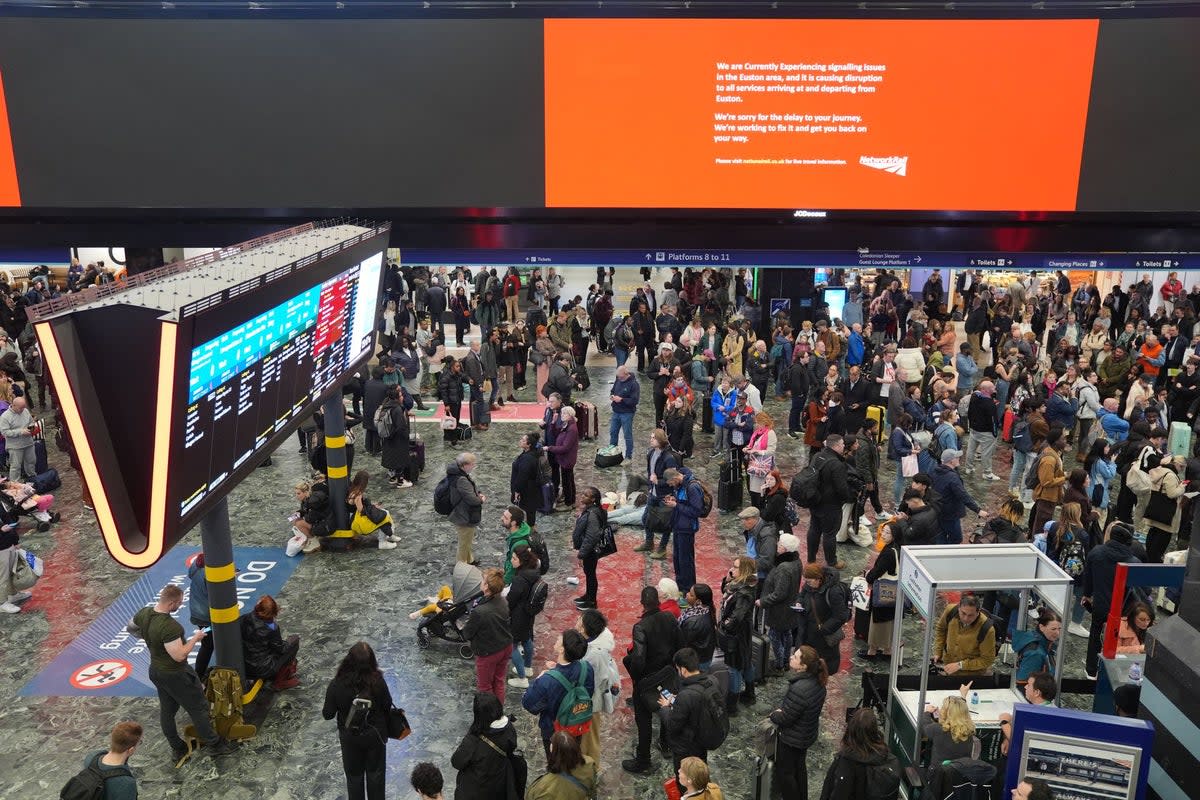 Euston Station, pictured during disruption earlier this month (Yui Mok/PA Wire)