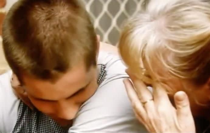 The young reality star sharing an emotional moment with his mother. Source: Channel Seven