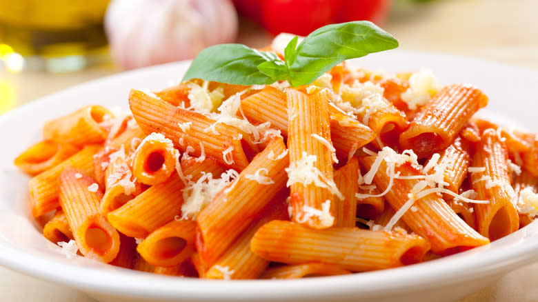 Plate of penne pasta