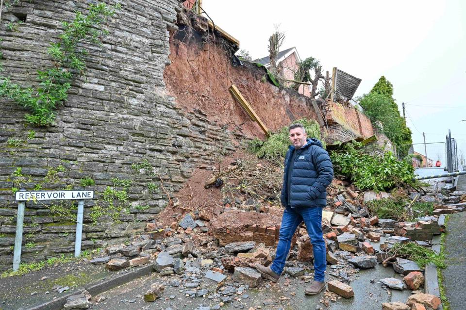 Adam Giagnotti says the liability for the Reservoir Lane wall collapse has been shifted entirely onto his shoulders. (SWNS)