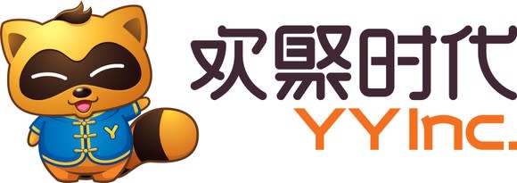 YY Company logo with Chinese and English lettering, and YY mascot