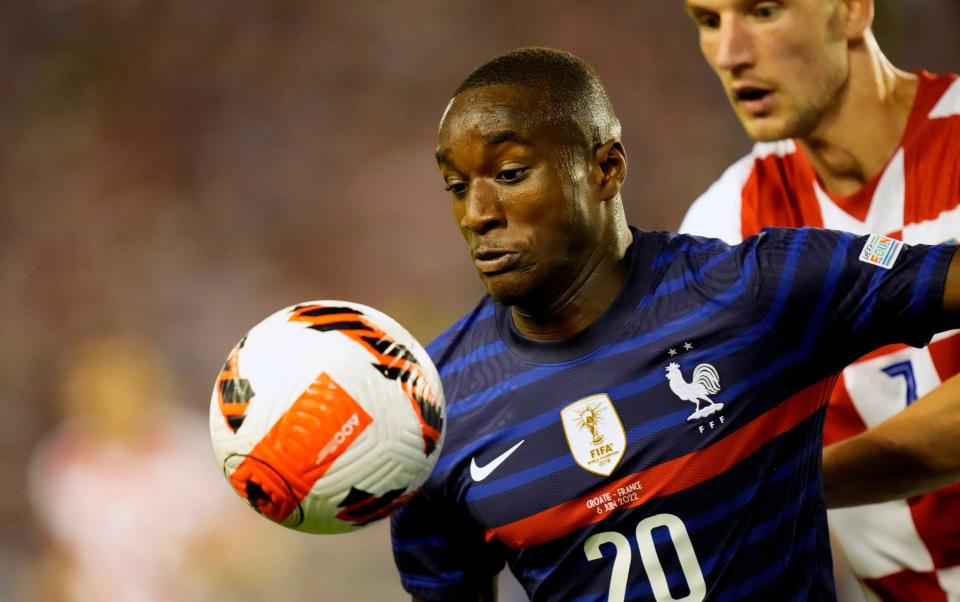 Moussa Diaby playing for France against Croatia last month - AP Photo/Darko Bandic