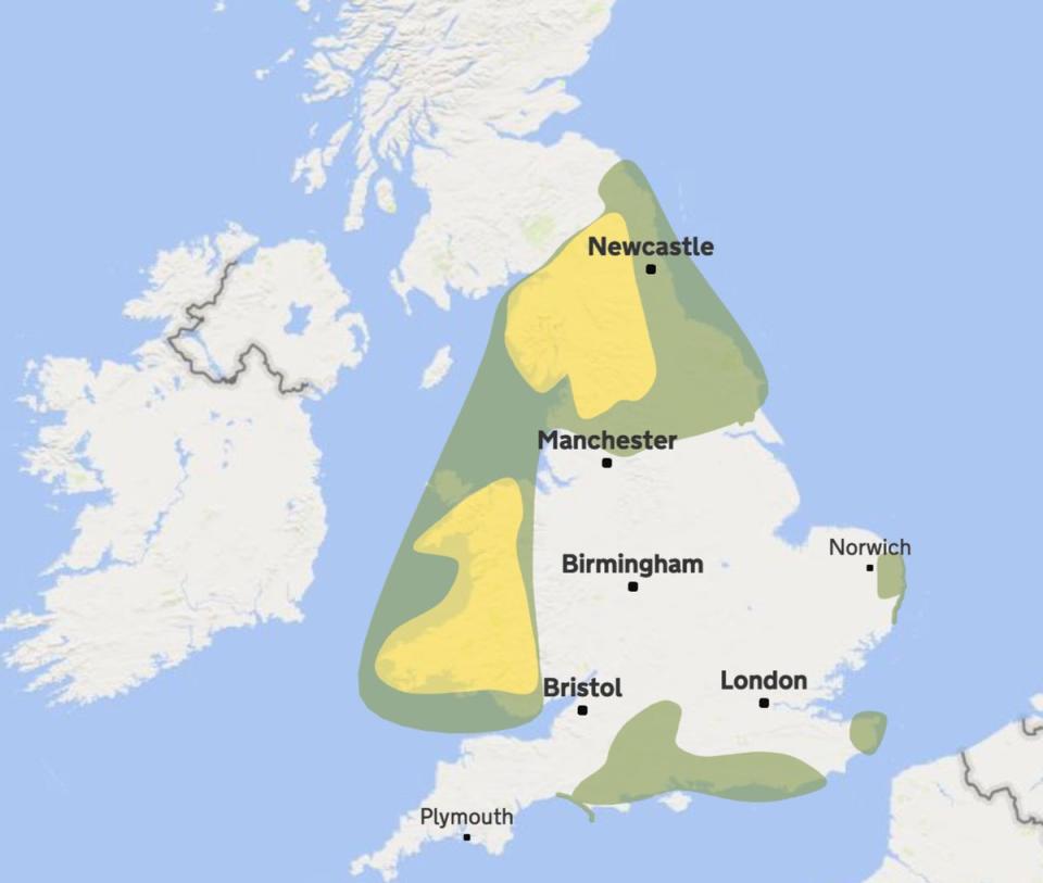 26 flood warnings and 92 flood alerts in place on Mondaay (Environment Agency)