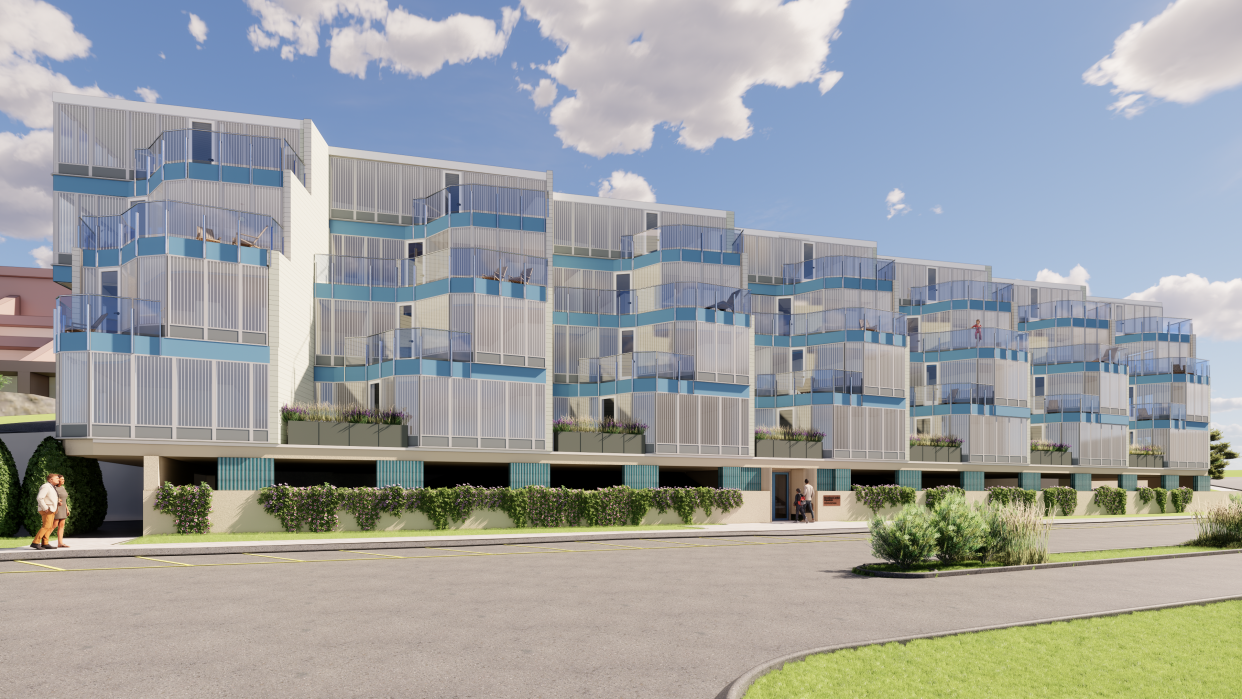 A rendering of the 21-unit apartment complex under construction at 120 Nantasket Ave. in Hull.