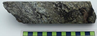 Figure 6: RK-24-202 mineral replacement by uraninite within shear zone at 967.5 m, max peak of 49,000 cps (CNW Group/NexGen Energy Ltd.)