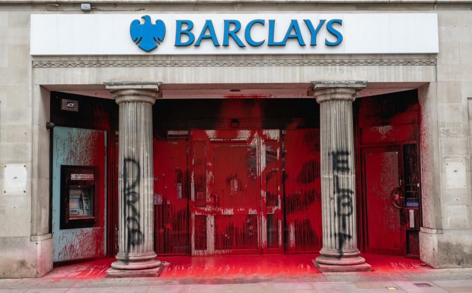 At least 20 Barclays branches were attacked by pro-Palestine protesters earlier this week