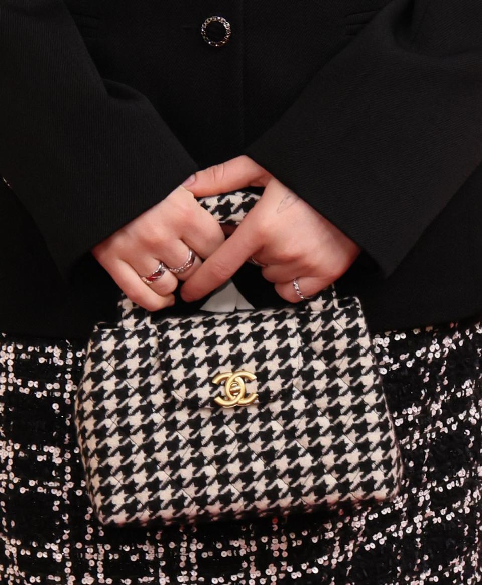 mini chanel houndstooth wool square flap bag