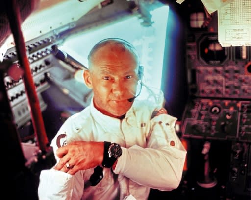 Buzz Aldrin is seen here after spending 2.5 hours on the Moon