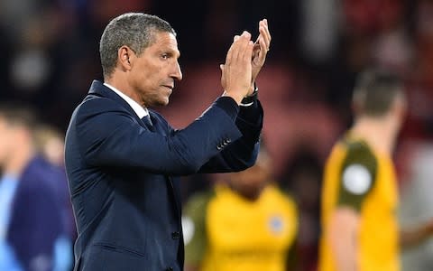 Hughton should be a happy man after the victory against West Ham - Credit: Getty Images