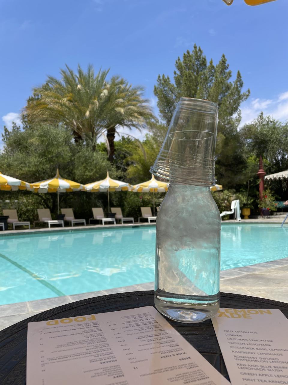 Ice water provided by the Parker by the pool