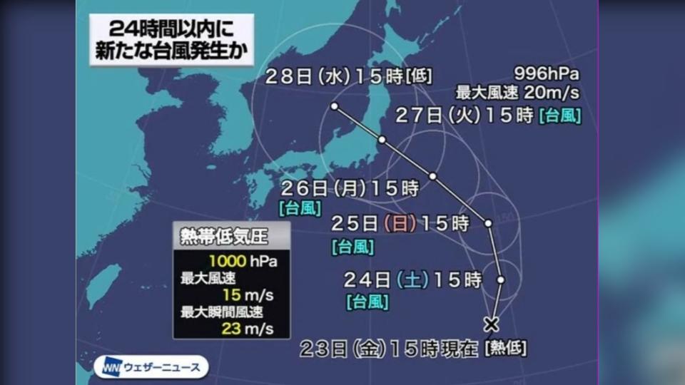 颱風恐直撲東京。（圖／翻攝自天氣與氣候監測網）