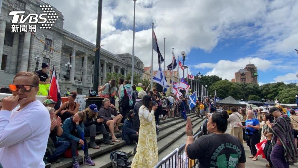 紐西蘭國內曾出現反對防疫限制的示威遊行。（圖／達志影像路透社）