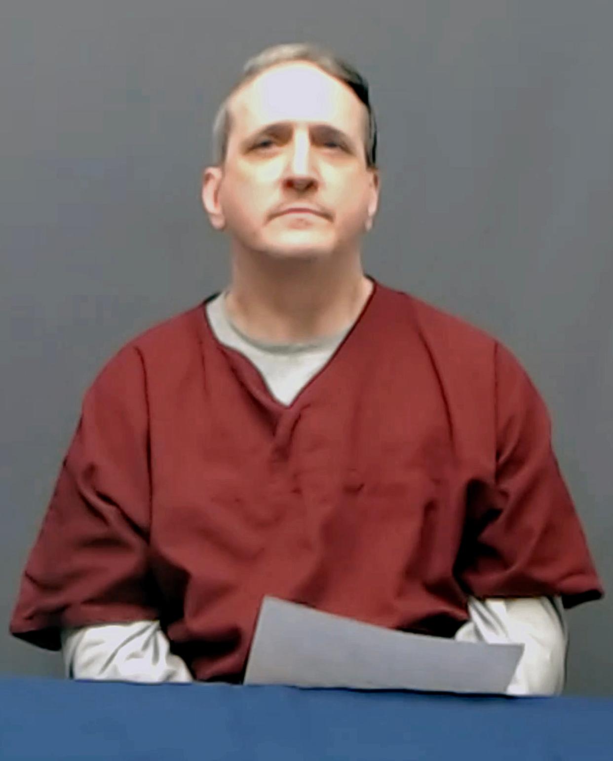 A screenshot of Richard Glossip shows the death row inmate as he speaks to the Oklahoma Pardon and Parole Board during his clemency hearing in April.