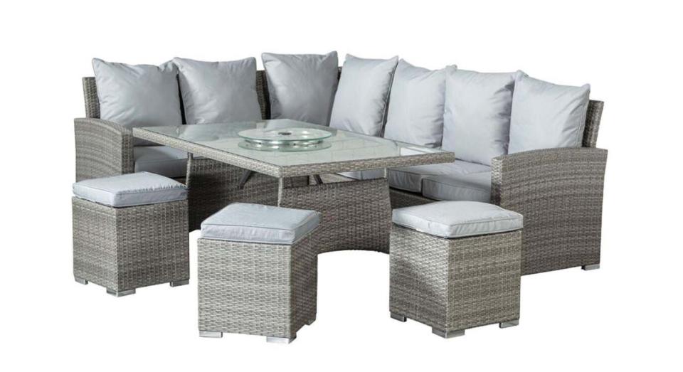 Monaco 9-Seater Rattan Effect Corner Dining Set