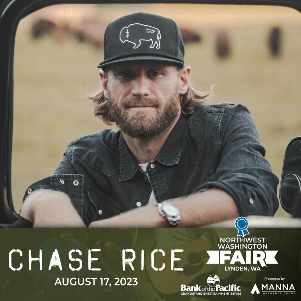 Chase Rice, a multi-platinum country artist, will perform at the Northwest Washington Fair in Lynden on Thursday, Aug. 17.