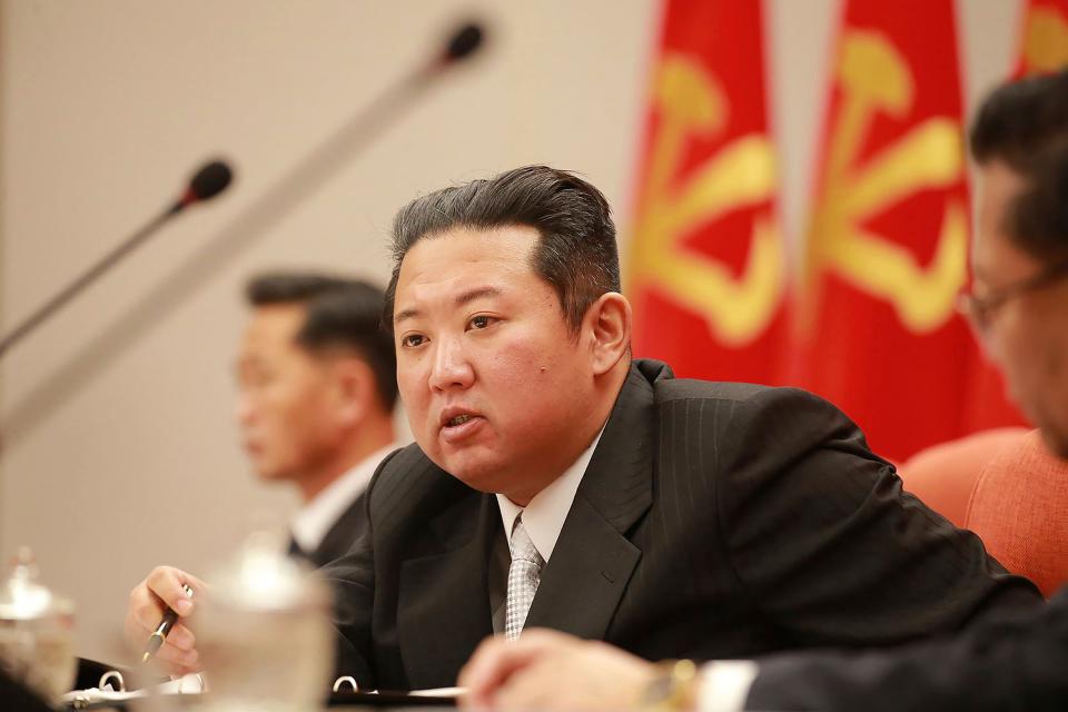 North Korean leader Kim Jong Un attends a meeting of the Central Committee of the ruling Workers' Party in Pyongyang, North Korea.