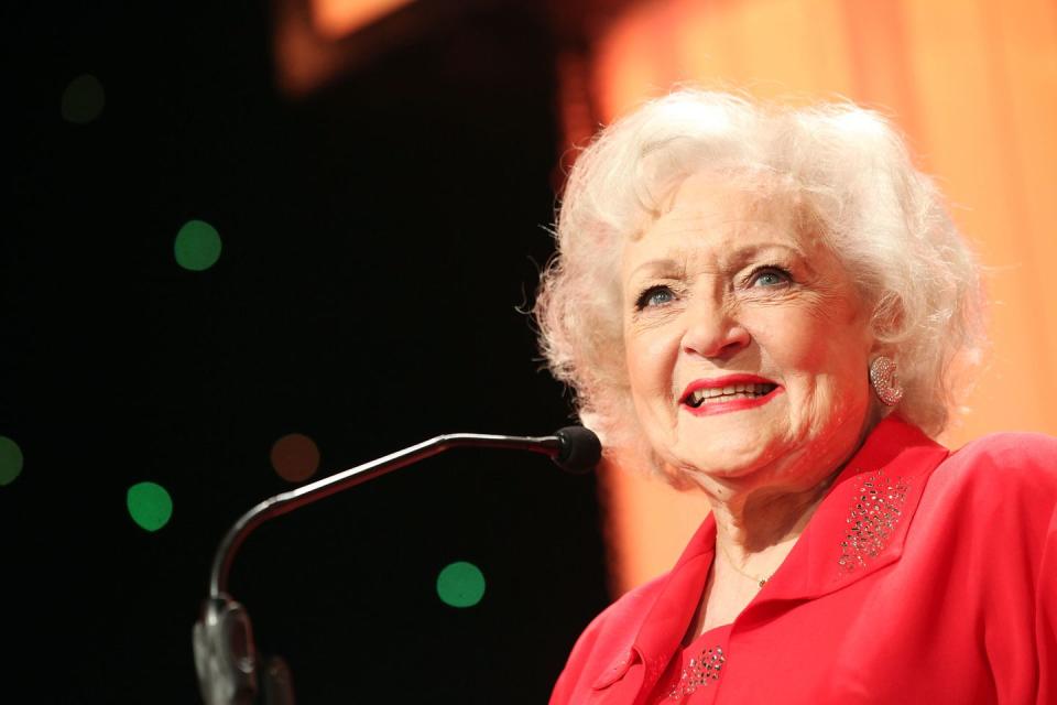 <p>Through the years, Betty has given her time and resources to many animal organizations including the American Humane Association. Here, she's speaking during the first Hero Dog awards, hosted by the association, in Beverly Hills. </p>