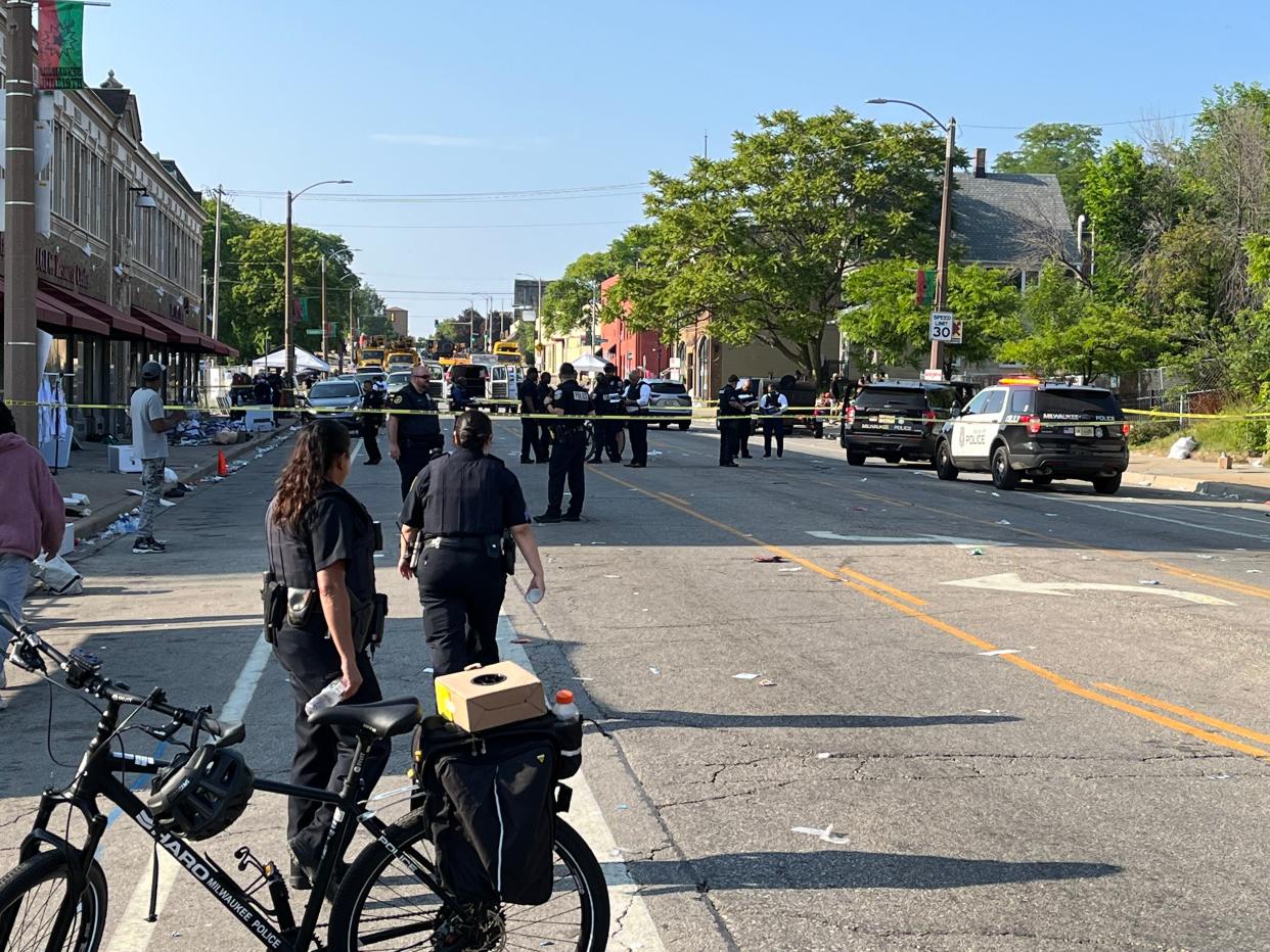 Six people were shot shortly after the Juneteenth festival ended Monday along North King Drive near West Locust Street.
