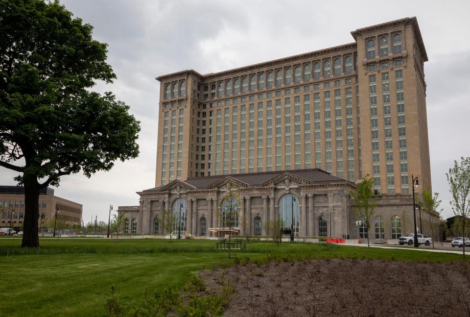 The Michigan Central Station stands tall in Detroit’s Corktown neighborhood on Tuesday, May 7, 2024.