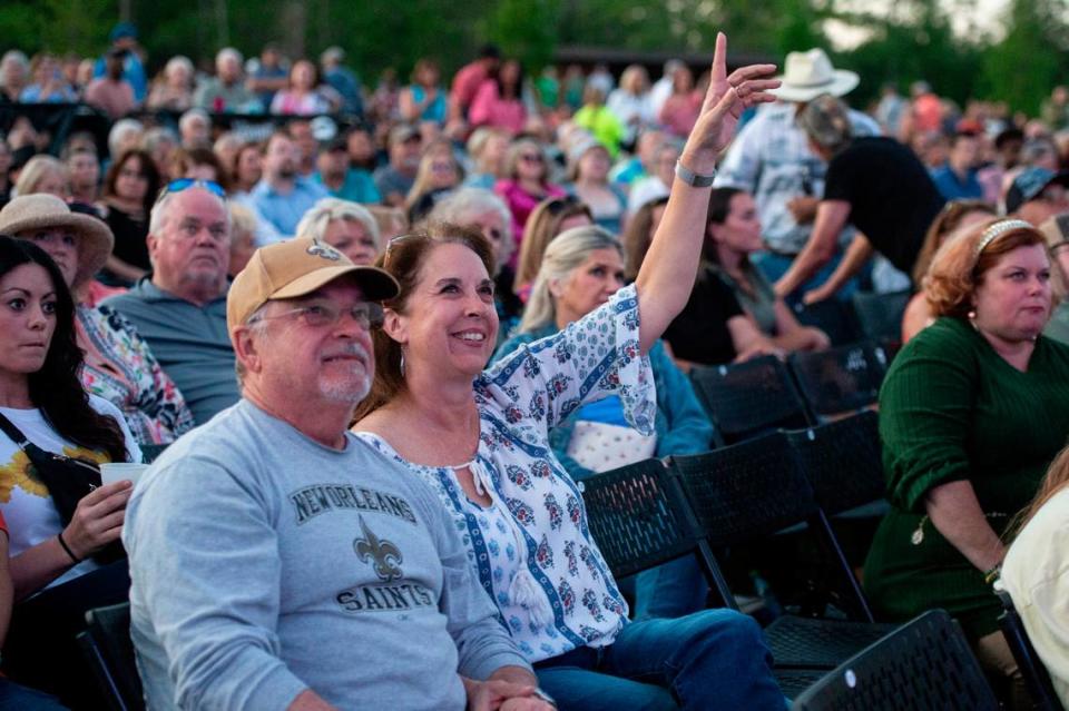 Fans dance during the KC and The Sunshine Band performance at the inaugural show at The Sound Amphitheater in Gautier on Friday, April 12, 2024. Hannah Ruhoff/Sun Herald